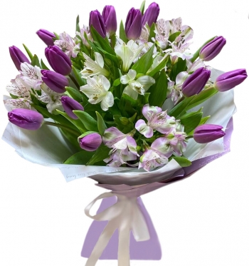 Purple Tulips spring  bouquet - 3 sizes